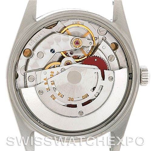 This image shows the intricate internal mechanical components of a Rolex Air-King 14000 Men's Stainless Steel Silver Dial 14000 Men's Stainless Steel Silver Dial watch, viewed from the back.