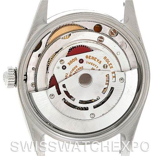 The image shows the inner mechanism of a Rolex Air-King 14000 Men's Stainless Steel Blue Dial 14000 Men's Stainless Steel Blue Dial watch at a top-down angle without its case back.