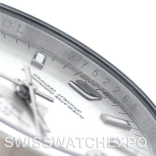 This image shows a close-up of the dial edge and bezel of a Rolex Air-King 114210 Men's Stainless Steel Silver Dial 114210 Men's Stainless Steel Silver Dial watch, focusing on the numerals and markers.