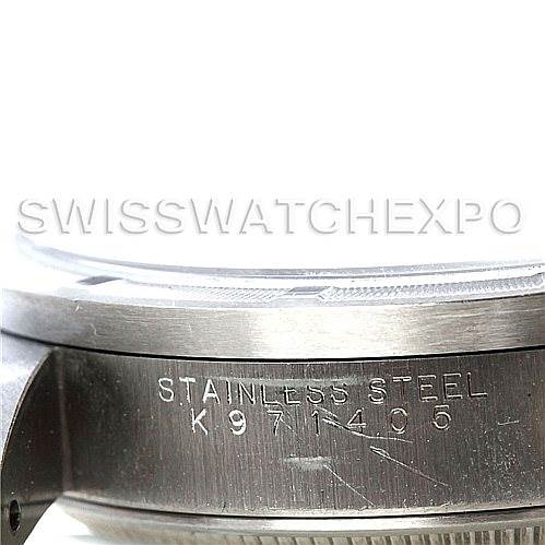 This image shows the case's side and the serial number engraving of a Rolex Air-King 14010 Men's Stainless Steel Silver Dial 14010 Men's Stainless Steel Silver Dial watch, emphasizing its stainless steel material.