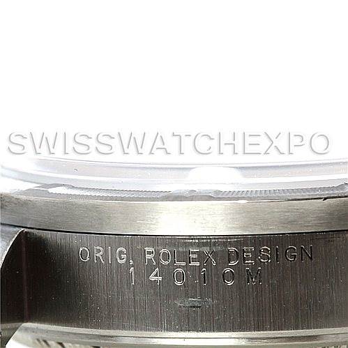 This image shows a close-up of the side of a Rolex Air-King 14010 Men's Stainless Steel White Dial 14010 Men's Stainless Steel White Dial watch, focusing on the engraved model number "14010M."
