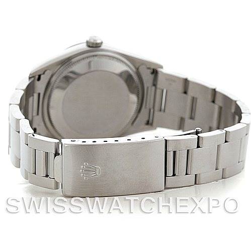 The image shows the back view of a Rolex Air-King 14000 Men's Stainless Steel Black Dial 14000 Men's Stainless Steel Black Dial watch, highlighting the bracelet and clasp.