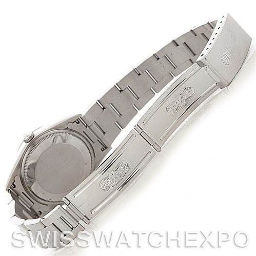 The image shows the back view of a Rolex Air-King 14000 Men's Stainless Steel Black Dial 14000 Men's Stainless Steel Black Dial watch, focusing on its stainless steel bracelet and clasp.