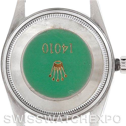 The image shows the case back of the Rolex Air-King 14010 Men's Stainless Steel Black Dial 14010 Men's Stainless Steel Black Dial watch, featuring the model number "14010" and the Rolex logo.