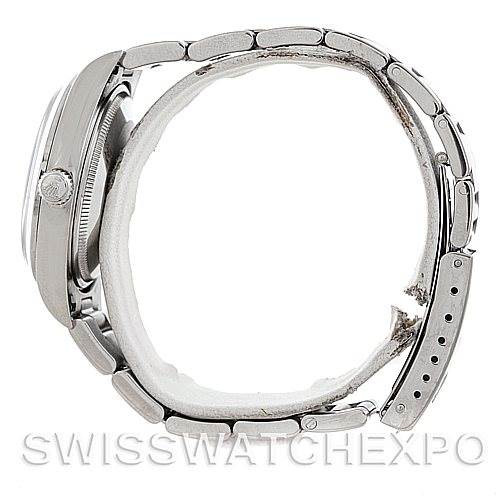 The image shows a side profile view of a Rolex Air-King 14000 Men's Stainless Steel Blue Dial 14000 Men's Stainless Steel Blue Dial watch, highlighting its bracelet and case.