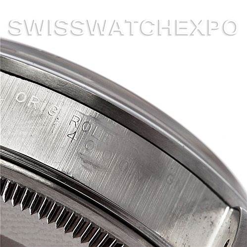The image shows a close-up of the bezel edge and case side of a Rolex Air-King 14000 Men's Stainless Steel White Dial 14000 Men's Stainless Steel White Dial watch.
