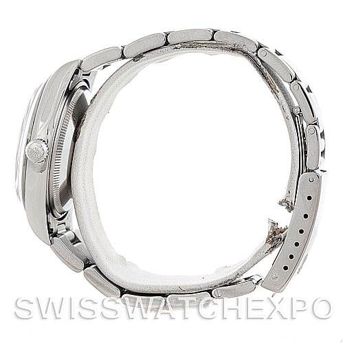 The image shows a side profile of a Rolex Air-King 14000 Men's Stainless Steel White Dial 14000 Men's Stainless Steel White Dial watch, highlighting the bracelet, clasp, and side of the case.