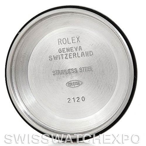 This is the interior view of the case back for a Rolex Air-King 14000 Men's Stainless Steel Blue Dial 14000 Men's Stainless Steel Blue Dial watch.