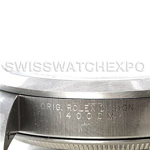 The image shows a close-up side angle of the Rolex Air-King 14000 Men's Stainless Steel Blue Dial 14000 Men's Stainless Steel Blue Dial watch case, highlighting the model number and design engraving.