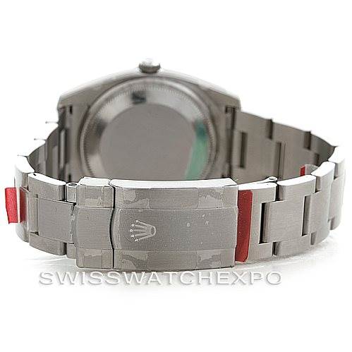 This image shows the backside and the bracelet of the Rolex Air-King 114234 Men's Stainless Steel White Dial 114234 Men's Stainless Steel White Dial watch.