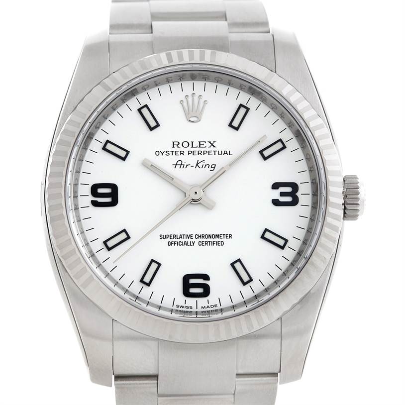 rolex air king white gold