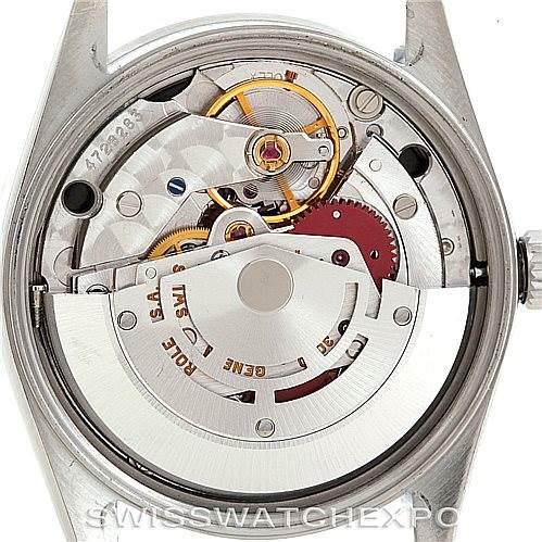 This image shows the exposed internal movement and mechanism of a Rolex Air-King 14010 Men's Stainless Steel Black Dial 14010 Men's Stainless Steel Black Dial watch from the back angle.