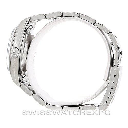 The image shows a side view of a Rolex Air-King 14000 Men's Stainless Steel Black Dial 14000 Men's Stainless Steel Black Dial watch, focusing on the case, crown, and bracelet.