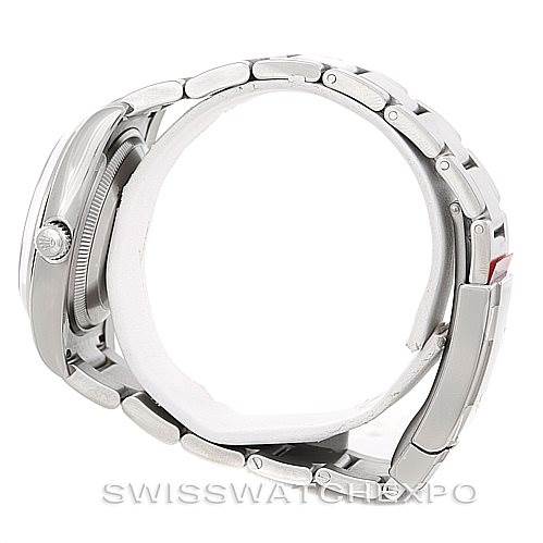 The image shows the side profile of a Rolex Air-King 114200 Men's Stainless Steel Blue Dial 114200 Men's Stainless Steel Blue Dial watch, focusing on the bracelet and side casing.