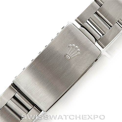 The image shows the clasp and part of the metal bracelet of the Rolex Air-King 14000 Men's Stainless Steel Blue Dial 14000 Men's Stainless Steel Blue Dial watch.