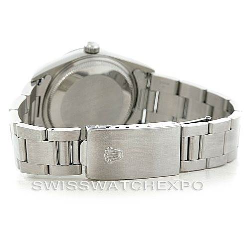 The image shows the back view of the Rolex Air-King 14000 Men's Stainless Steel Black Dial 14000 Men's Stainless Steel Black Dial watch, focusing on the case back, bracelet, and clasp.