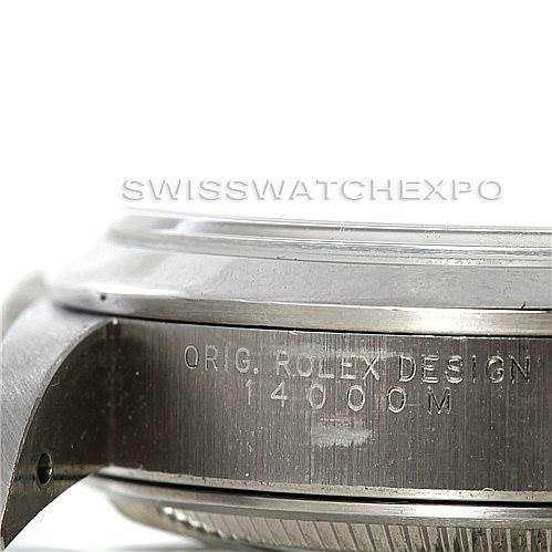 This image shows the side case of a Rolex Air-King 14000 Men's Stainless Steel Black Dial 14000 Men's Stainless Steel Black Dial watch, displaying the model and branding engravings.