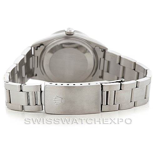 This image shows the back case and bracelet of the Rolex Air-King 14010 Men's Stainless Steel Black Dial 14010 Men's Stainless Steel Black Dial watch, viewed from the rear.