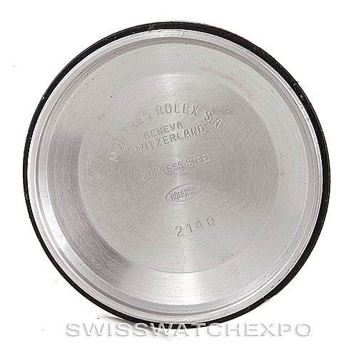 The image shows the inside view of a stainless steel case back for the Rolex Air-King 14010 Men's Stainless Steel Silver Dial 14010 Men's Stainless Steel Silver Dial watch.