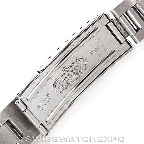 The image shows the clasp and part of the bracelet of a Rolex Air-King 14010 Men's Stainless Steel Silver Dial 14010 Men's Stainless Steel Silver Dial watch from the back.