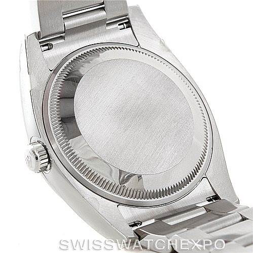 The image shows the back case and bracelet of a Rolex Air-King 114200 Men's Stainless Steel Blue Dial 114200 Men's Stainless Steel Blue Dial watch.