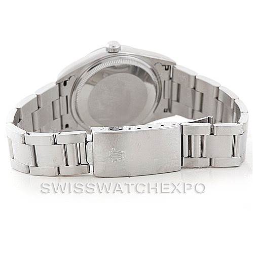 The image shows the rear view of a Rolex Air-King 14000 Men's Stainless Steel Silver Dial 14000 Men's Stainless Steel Silver Dial watch, highlighting the bracelet and clasp.