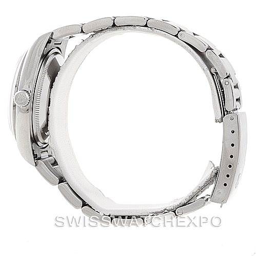 The image shows a side view of the Rolex Air-King 14000 Men's Stainless Steel Silver Dial 14000 Men's Stainless Steel Silver Dial watch, showcasing the case, crown, and bracelet.