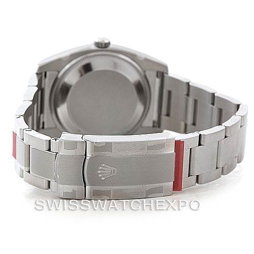 The image shows the back and bracelet clasp of a Rolex Air-King 114200 Men's Stainless Steel Silver Dial 114200 Men's Stainless Steel Silver Dial watch from a rear angle.