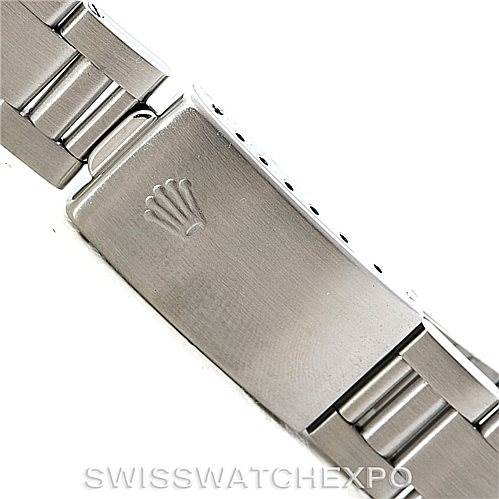 The image shows the clasp and part of the bracelet of a Rolex Air-King 14010 Men's Stainless Steel Blue Dial 14010 Men's Stainless Steel Blue Dial watch.