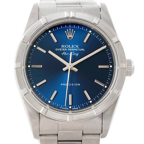 Photo of Rolex Air King Mens Steel Blue Dial Watch 14010