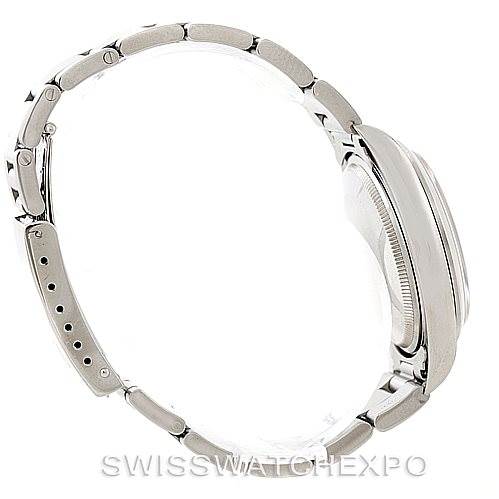 The image shows a side profile view of the Rolex Air-King 14000 Men's Stainless Steel Pink Dial 14000 Men's Stainless Steel Pink Dial watch, focusing on the case, bezel, and bracelet.