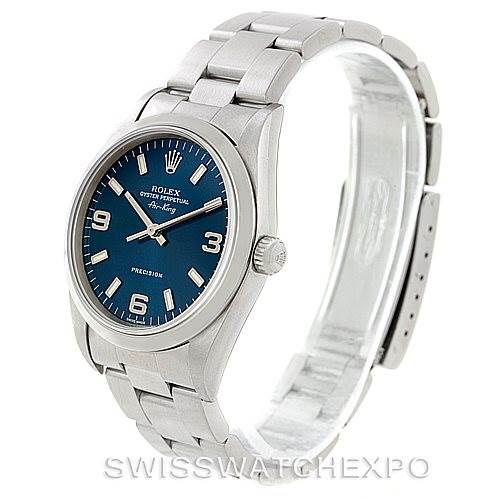 The image shows a Rolex Air-King 14000 Men's Stainless Steel Blue Dial 14000 Men's Stainless Steel Blue Dial watch at a slight angle, displaying the face, bezel, crown, and bracelet.