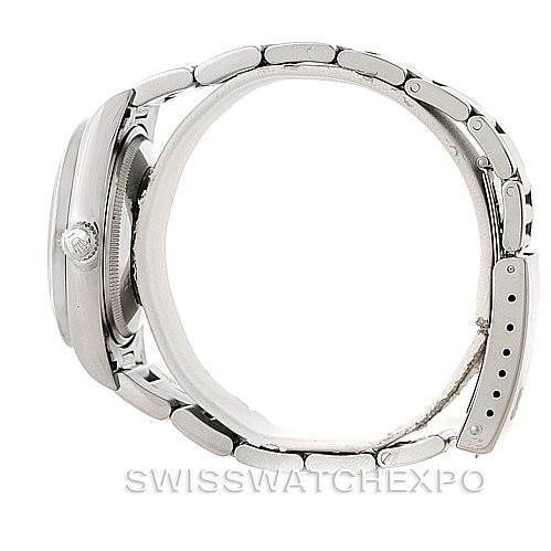 The image shows a side profile of a Rolex Air-King 14010 Men's Stainless Steel Blue Dial 14010 Men's Stainless Steel Blue Dial watch, displaying the crown, bezel, and bracelet.