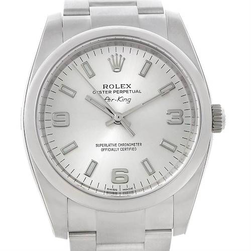 Photo of Rolex Oyster Perpetual Air King Silver Dial Watch 114200 Unworn