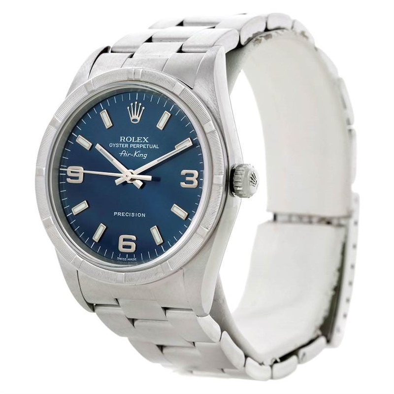 Rolex Air King Blue Dial Mens Steel Watch 14010 SwissWatchExpo