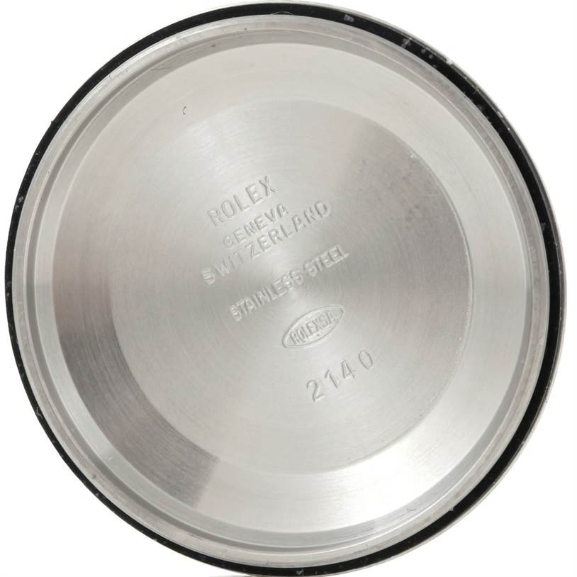 This image shows the inside of the case back for a Rolex Air-King 14000 Men's Stainless Steel Silver Dial 14000 Men's Stainless Steel Silver Dial watch, viewed from a top-down angle.