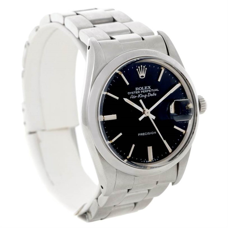 Rolex Air King Date Vintage Mens Steel Black Dial Watch 5700 SwissWatchExpo