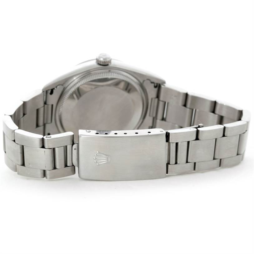 The image shows the back angle of the Rolex Air-King 14000 Men's Stainless Steel Blue Dial 14000 Men's Stainless Steel Blue Dial watch, highlighting the closed clasp and part of the bracelet.