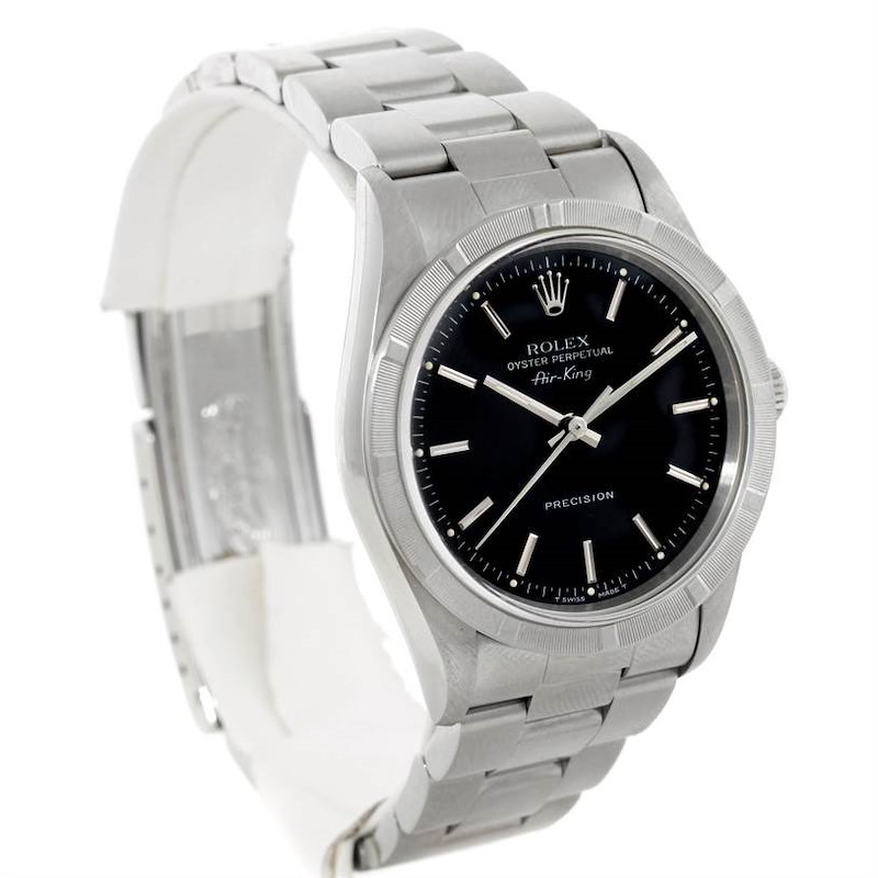 Rolex Air King Mens Steel Black Dial Watch 14010 SwissWatchExpo