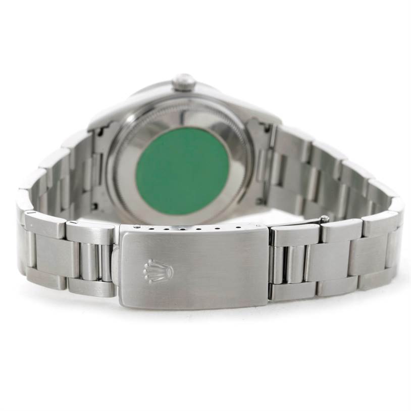 The image shows the rear view of a Rolex Air-King 14010 Men's Stainless Steel Black Dial 14010 Men's Stainless Steel Black Dial watch, focusing on the bracelet and clasp.