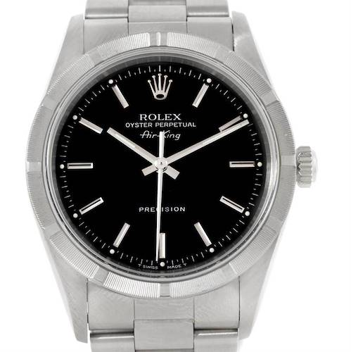 Photo of Rolex Air King Mens Steel Black Dial Watch 14010