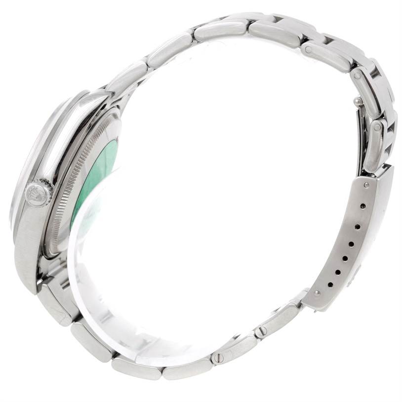 The image shows a side view of a Rolex Air-King 14000 Men's Stainless Steel White Dial 14000 Men's Stainless Steel White Dial watch, highlighting its bracelet and clasp.