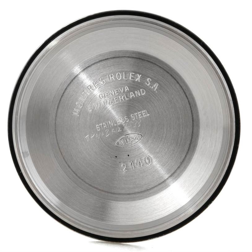 The image shows the inner side of the case back for a Rolex Air-King 14010 Men's Stainless Steel Blue Dial 14010 Men's Stainless Steel Blue Dial watch, displaying the engraved text.