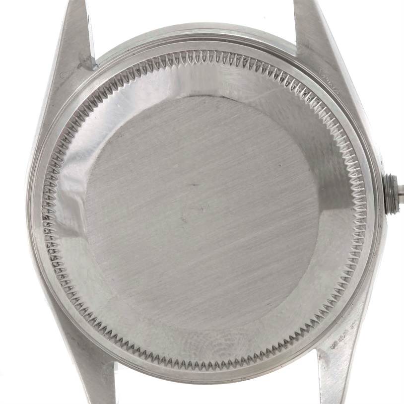 The image shows a top-down view of the Rolex Air-King 14010 Men's Stainless Steel Black Dial 14010 Men's Stainless Steel Black Dial watch case without the dial and bracelet.