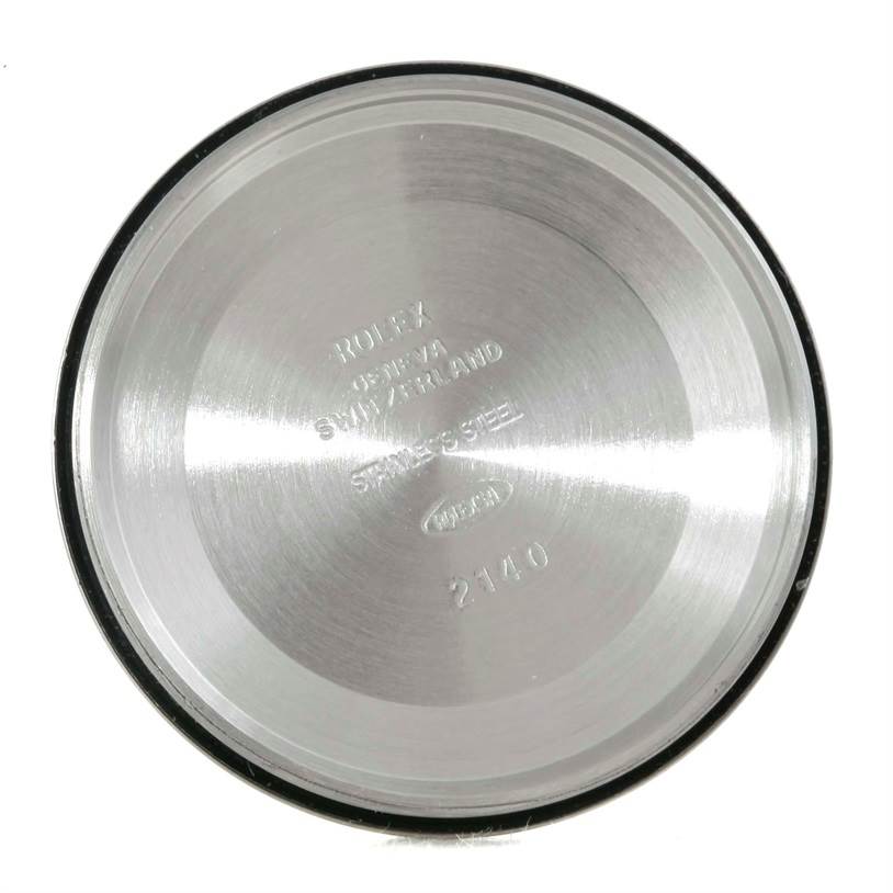 The image shows the inside of the case back of a Rolex Air-King 14000 Men's Stainless Steel Silver Dial 14000 Men's Stainless Steel Silver Dial watch.