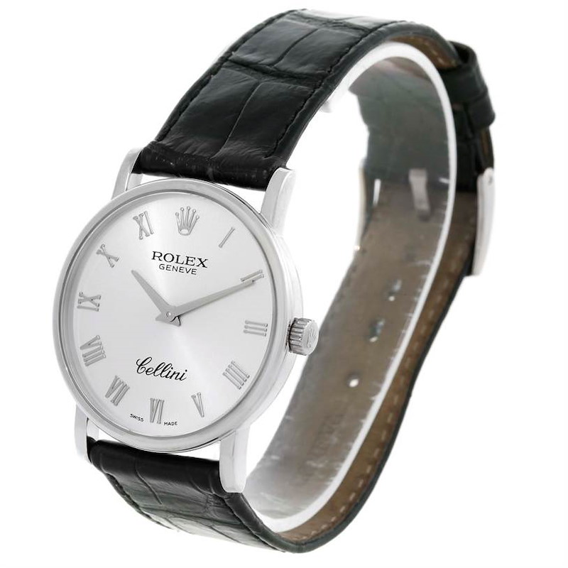 Rolex Cellini Classic 18K White Gold Silver Roman Dial Watch 5115 SwissWatchExpo