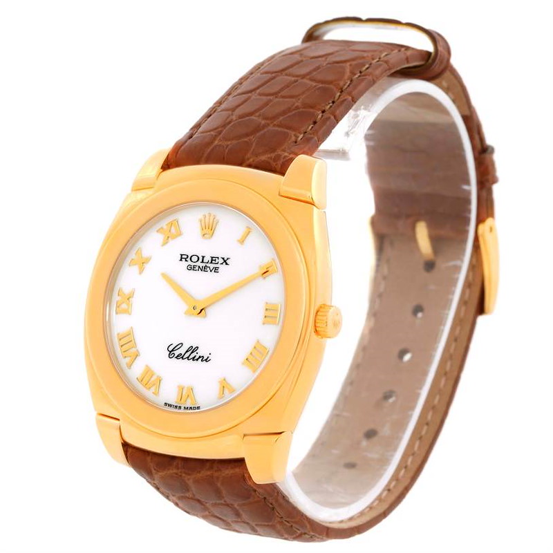 Rolex Cellini Cestello 18K Yellow Gold Roman White Dial Watch 5330 SwissWatchExpo