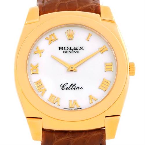 Photo of Rolex Cellini Cestello 18K Yellow Gold Roman White Dial Watch 5330