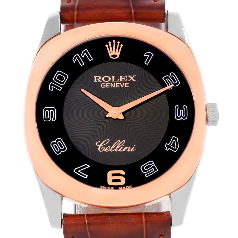 Rolex Cellini Danaos 18k White and Rose Gold Black Dial Watch 4233 SwissWatchExpo
