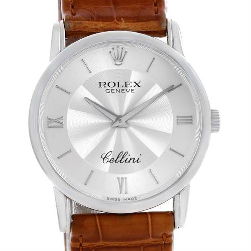 Photo of Rolex Cellini Classic 18K White Gold Silver Decorated Dial Watch 5116